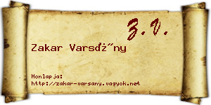Zakar Varsány névjegykártya